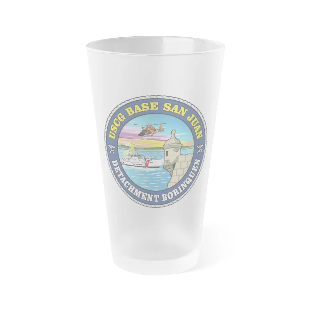 USCG Base San Juan (U.S. Coast Guard) Frosted Pint Glass 16oz-Go Mug Yourself