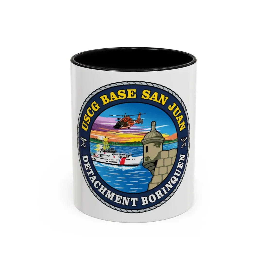 USCG Base San Juan (U.S. Coast Guard) Accent Coffee Mug 11oz Black - Go Mug Yourself