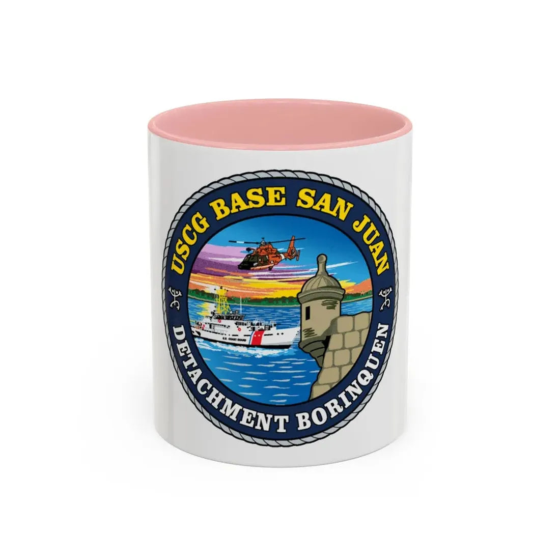 USCG Base San Juan (U.S. Coast Guard) Accent Coffee Mug 11oz Pink - Go Mug Yourself