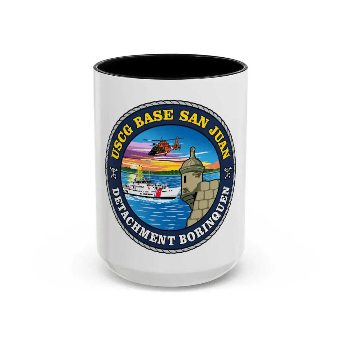 USCG Base San Juan (U.S. Coast Guard) Accent Coffee Mug 15oz Black - Go Mug Yourself