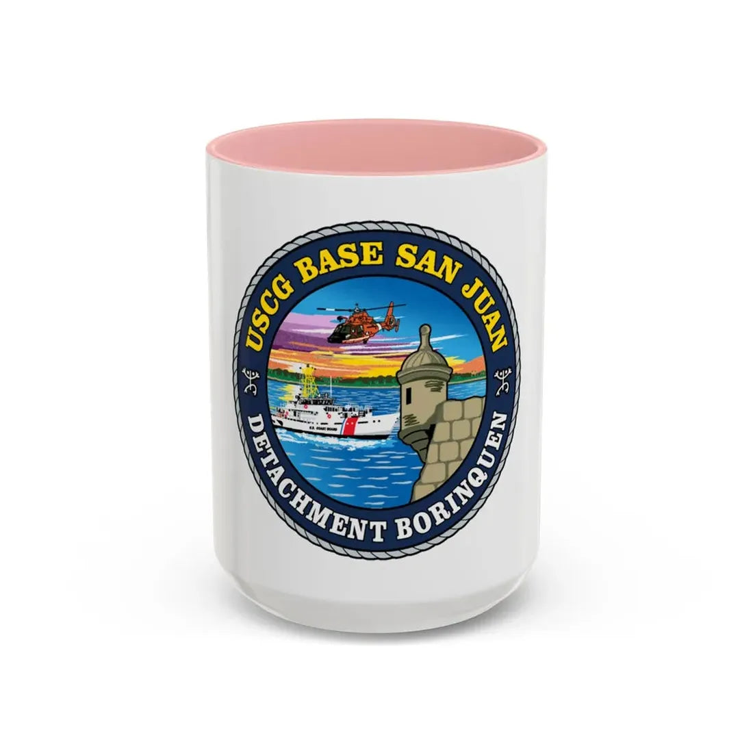 USCG Base San Juan (U.S. Coast Guard) Accent Coffee Mug 15oz Pink - Go Mug Yourself