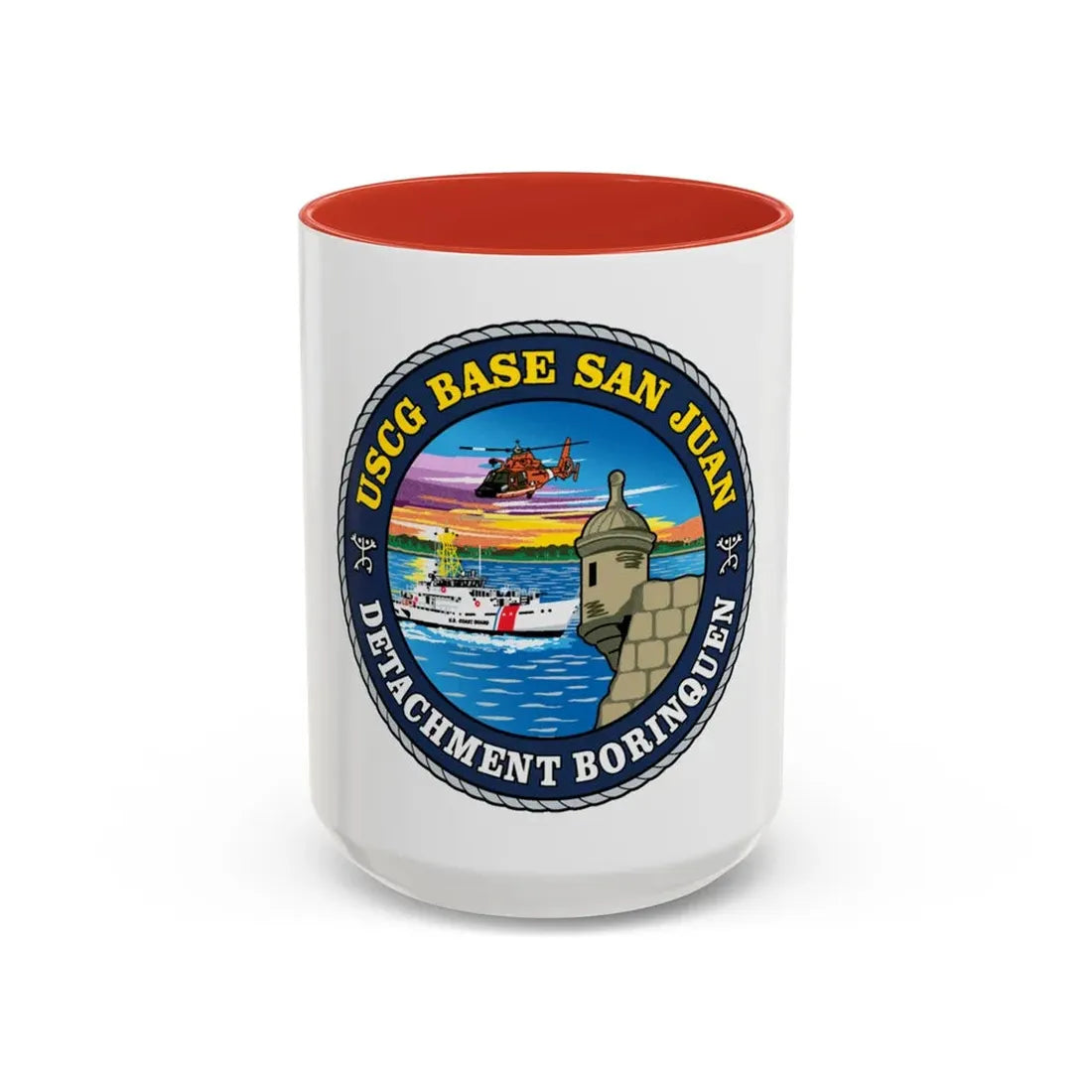 USCG Base San Juan (U.S. Coast Guard) Accent Coffee Mug 15oz Red - Go Mug Yourself