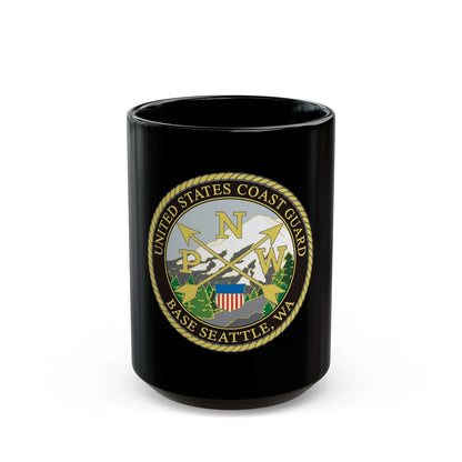 USCG Base Seattle (U.S. Coast Guard) Black Coffee Mug-15oz-Go Mug Yourself