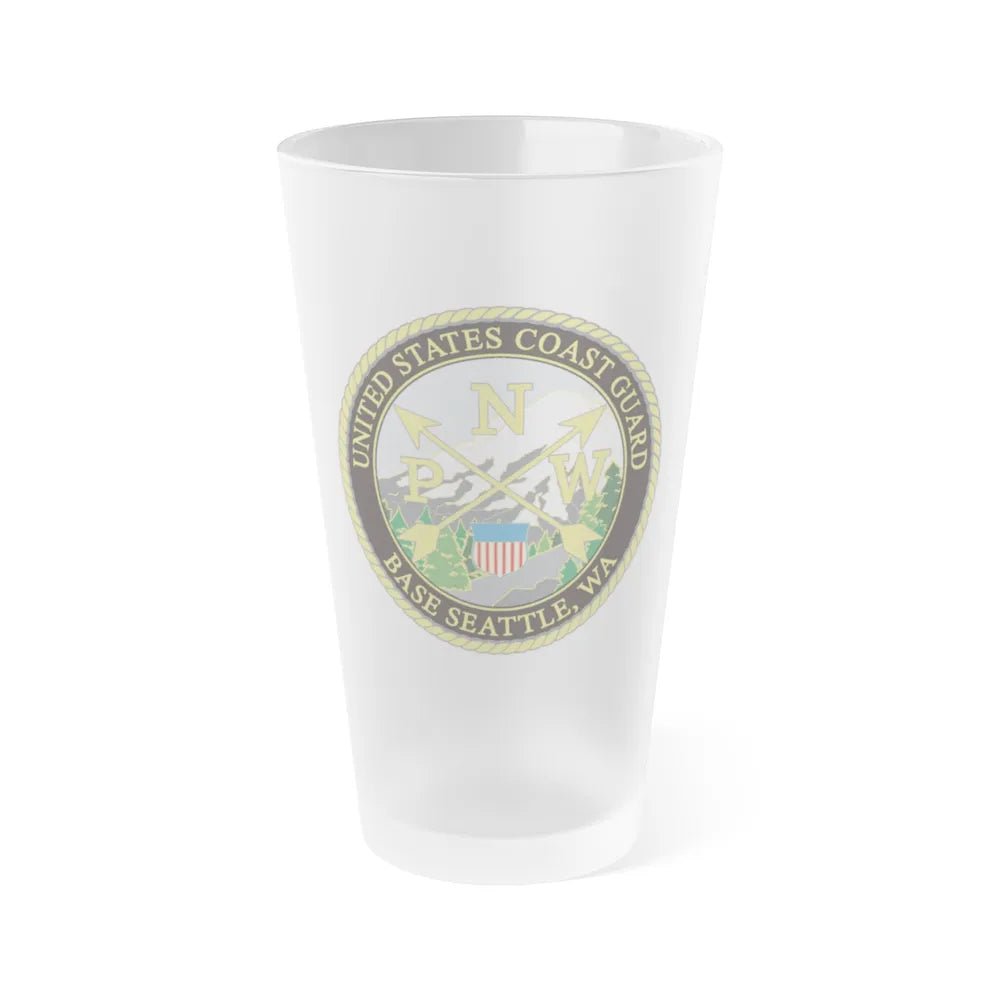 USCG Base Seattle (U.S. Coast Guard) Frosted Pint Glass 16oz-Go Mug Yourself