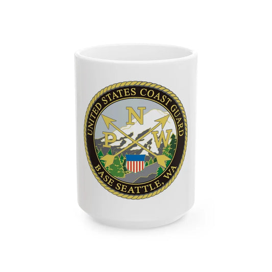 USCG Base Seattle (U.S. Coast Guard) White Coffee Mug-15oz-Go Mug Yourself