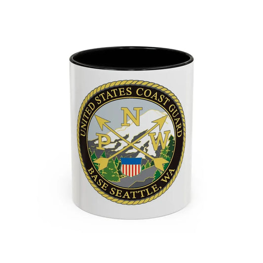 USCG Base Seattle (U.S. Coast Guard) Accent Coffee Mug 11oz Black - Go Mug Yourself