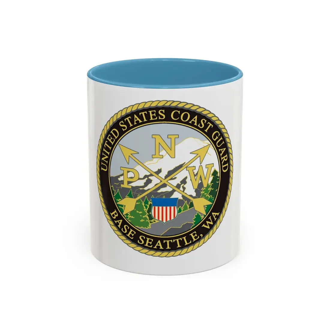 USCG Base Seattle (U.S. Coast Guard) Accent Coffee Mug 11oz Light Blue - Go Mug Yourself