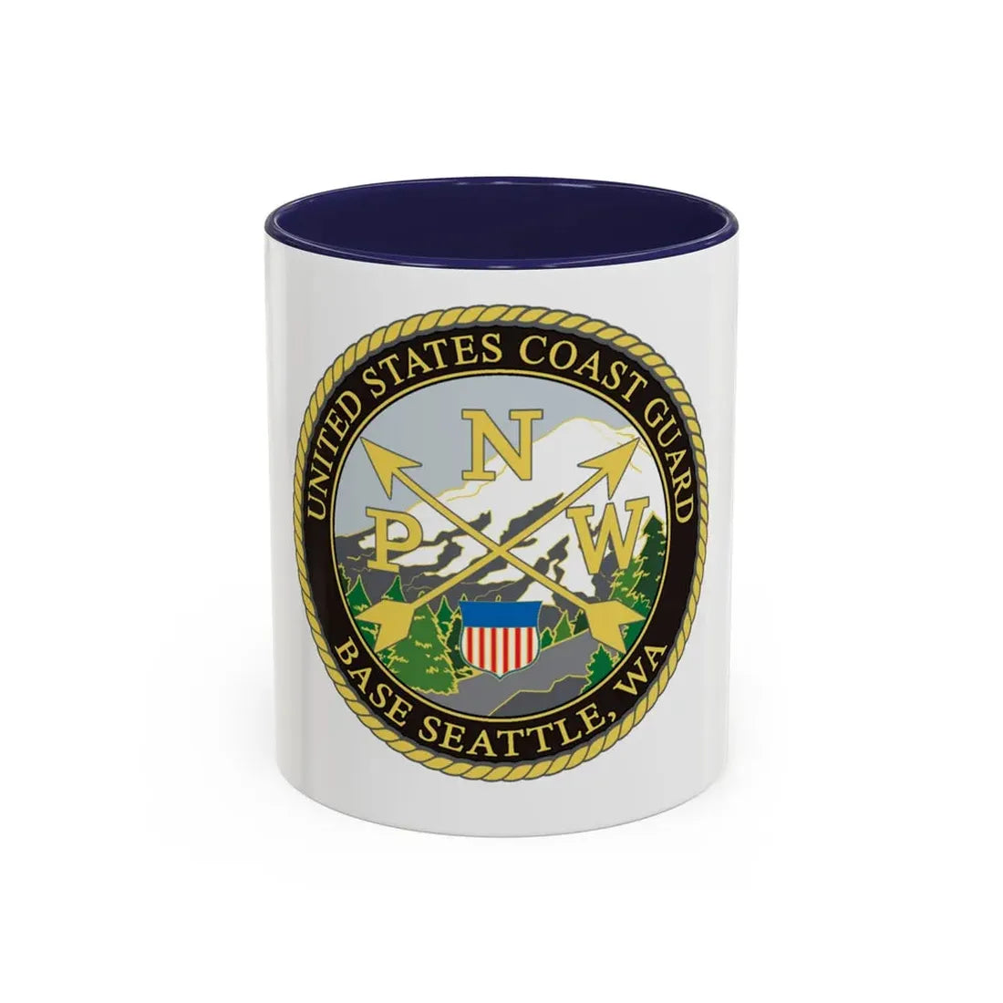 USCG Base Seattle (U.S. Coast Guard) Accent Coffee Mug 11oz Navy - Go Mug Yourself