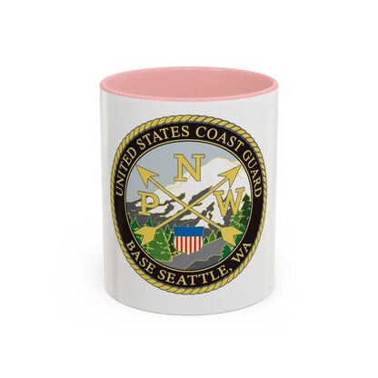 USCG Base Seattle (U.S. Coast Guard) Accent Coffee Mug 11oz Pink - Go Mug Yourself