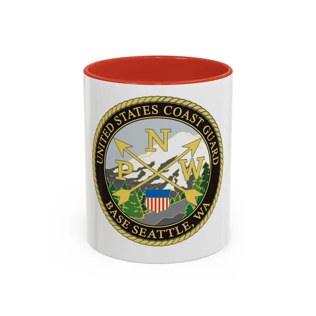 USCG Base Seattle (U.S. Coast Guard) Accent Coffee Mug 11oz Red - Go Mug Yourself