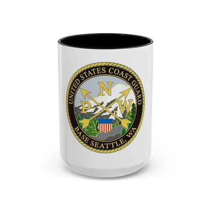USCG Base Seattle (U.S. Coast Guard) Accent Coffee Mug 15oz Black - Go Mug Yourself