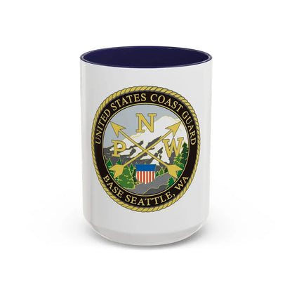 USCG Base Seattle (U.S. Coast Guard) Accent Coffee Mug 15oz Navy - Go Mug Yourself