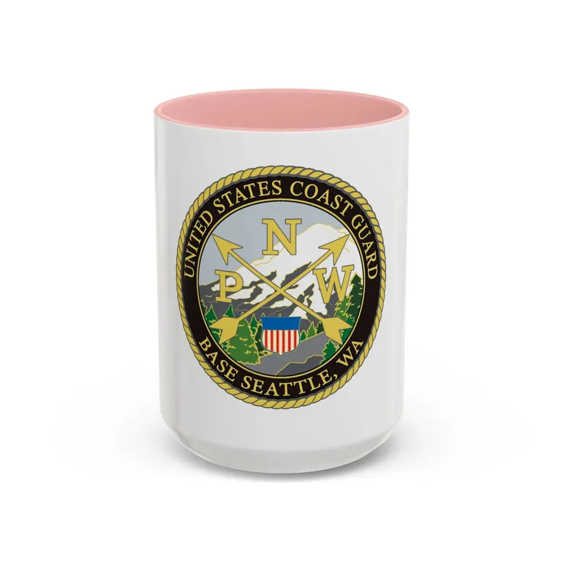 USCG Base Seattle (U.S. Coast Guard) Accent Coffee Mug 15oz Pink - Go Mug Yourself