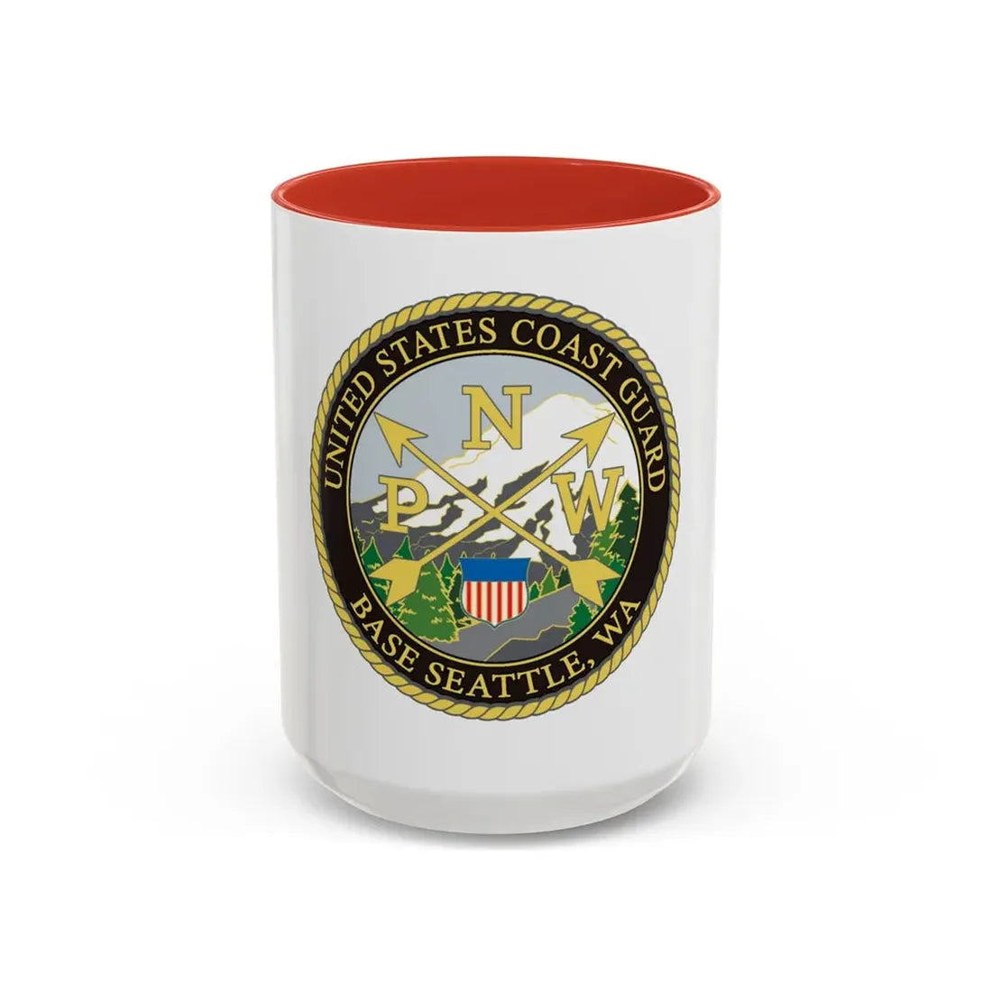 USCG Base Seattle (U.S. Coast Guard) Accent Coffee Mug 15oz Red - Go Mug Yourself