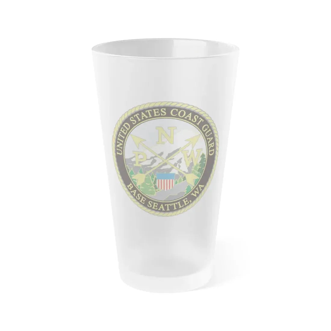 USCG Base Seattle (U.S. Coast Guard) Frosted Pint Glass 16oz Default Title - Go Mug Yourself
