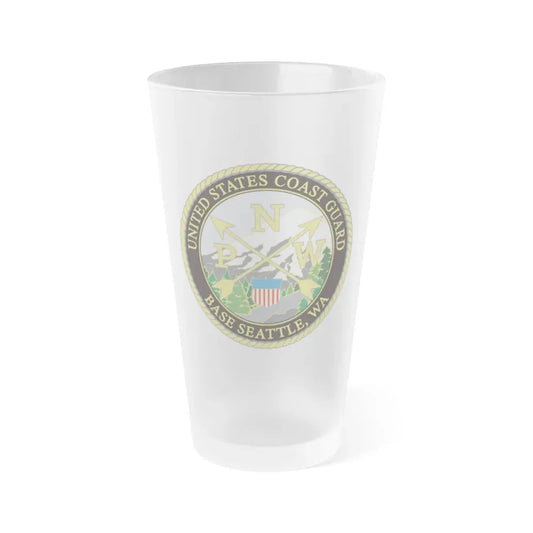 USCG Base Seattle (U.S. Coast Guard) Frosted Pint Glass 16oz Default Title - Go Mug Yourself