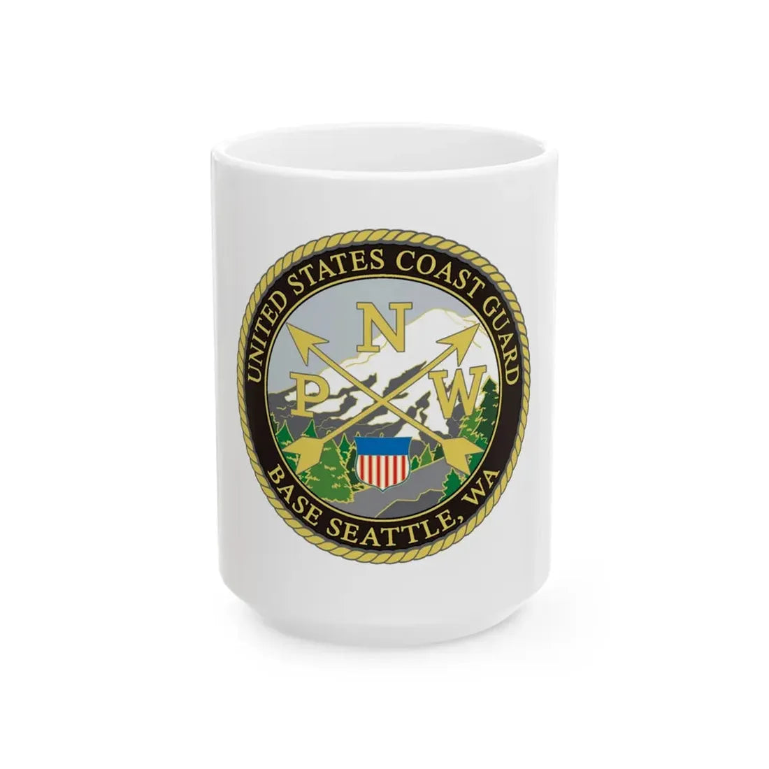 USCG Base Seattle (U.S. Coast Guard) White Coffee Mug 15oz - Go Mug Yourself