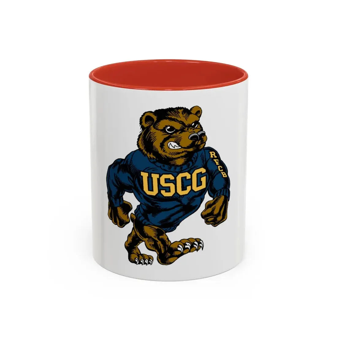 USCG Bear (U.S. Coast Guard) Accent Coffee Mug 11oz Red - Go Mug Yourself