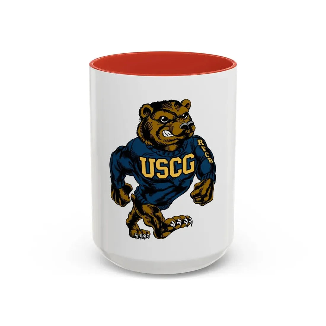 USCG Bear (U.S. Coast Guard) Accent Coffee Mug 15oz Red - Go Mug Yourself