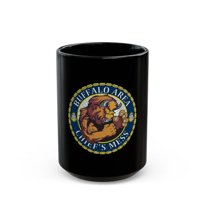 USCG Buffalo Area Cheifs Mess (U.S. Coast Guard) Black Coffee Mug-15oz-Go Mug Yourself