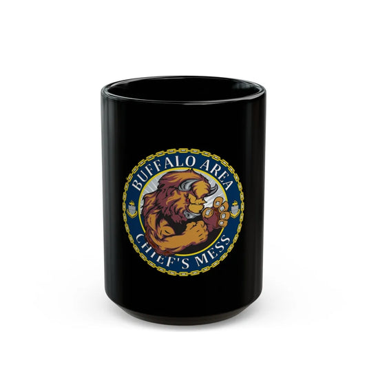 USCG Buffalo Area Cheifs Mess (U.S. Coast Guard) Black Coffee Mug-15oz-Go Mug Yourself