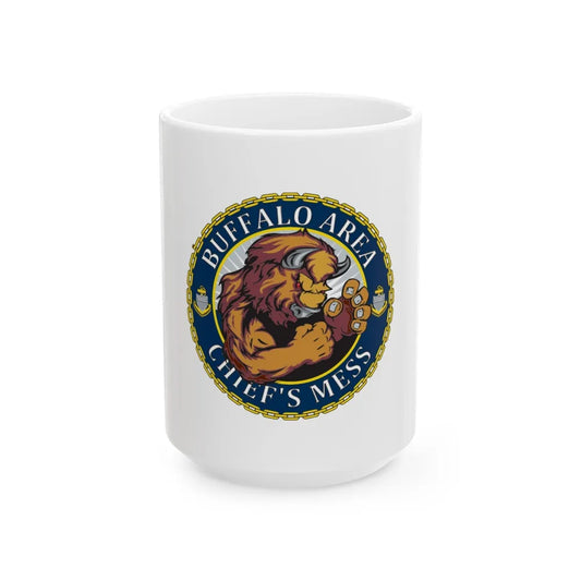 USCG Buffalo Area Cheifs Mess (U.S. Coast Guard) White Coffee Mug-15oz-Go Mug Yourself