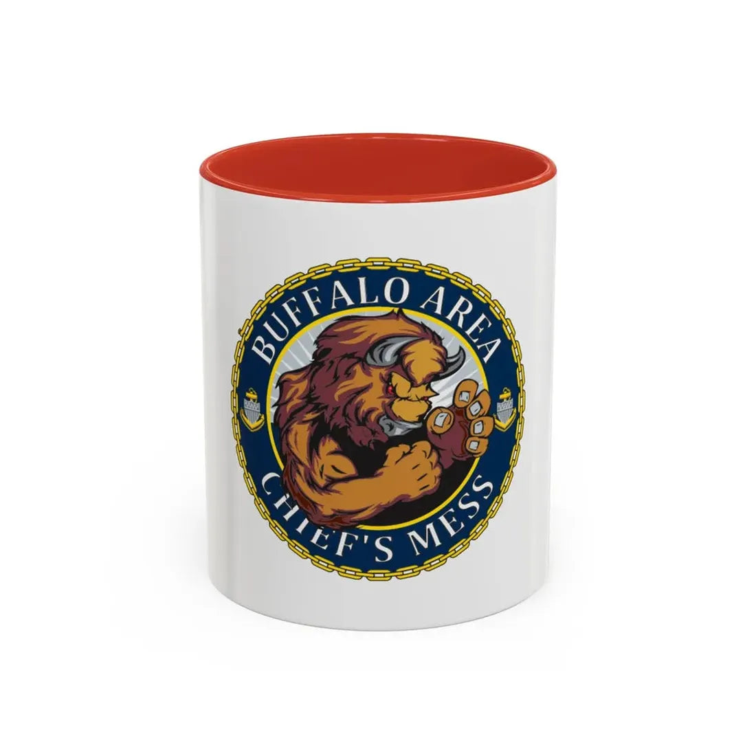 USCG Buffalo Area Cheifs Mess (U.S. Coast Guard) Accent Coffee Mug 11oz Red - Go Mug Yourself