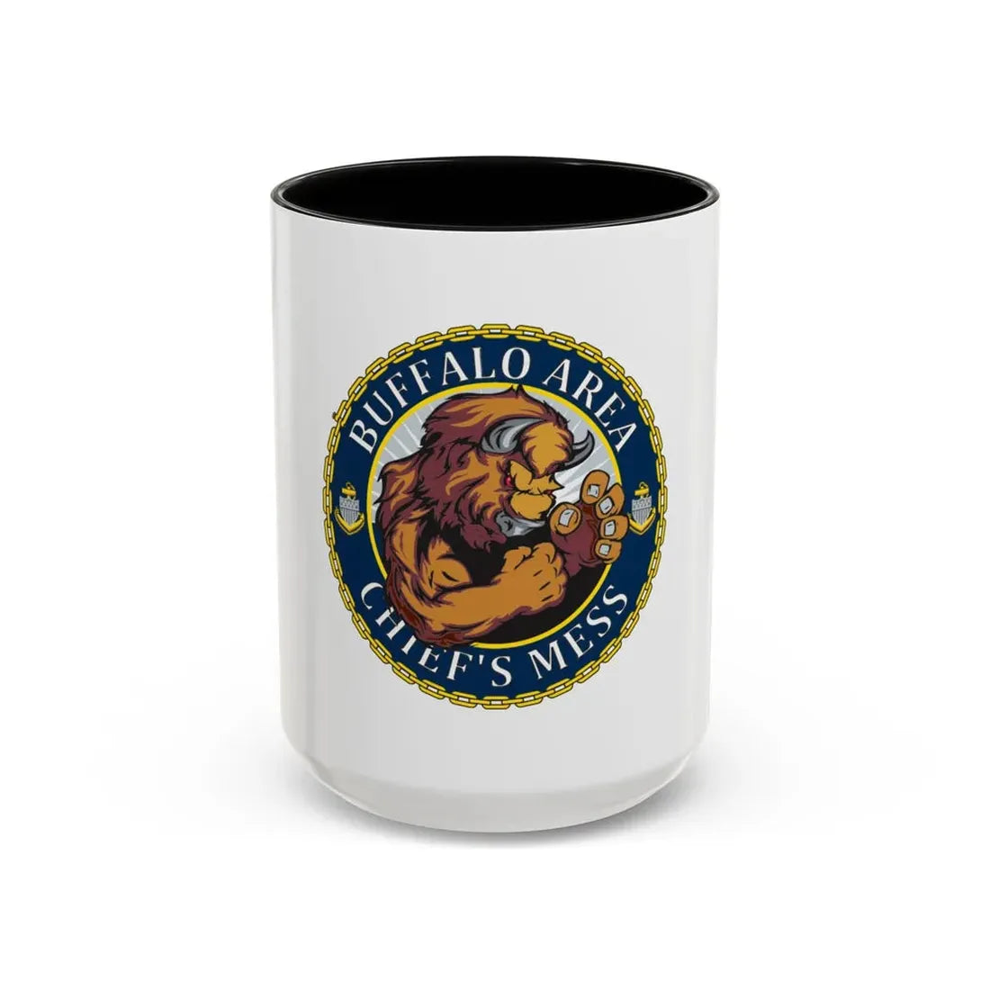 USCG Buffalo Area Cheifs Mess (U.S. Coast Guard) Accent Coffee Mug 15oz Black - Go Mug Yourself