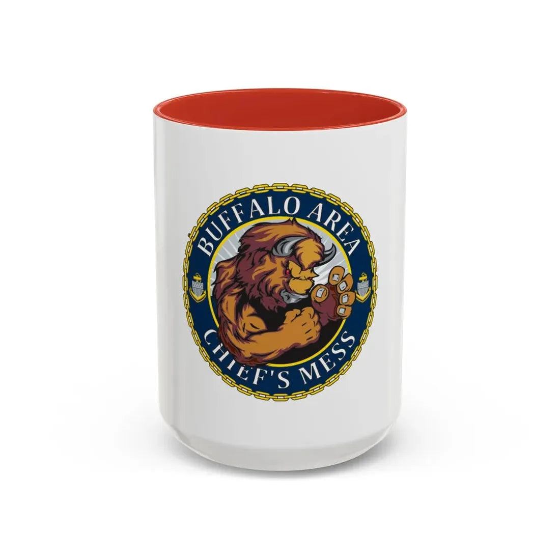 USCG Buffalo Area Cheifs Mess (U.S. Coast Guard) Accent Coffee Mug 15oz Red - Go Mug Yourself