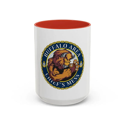 USCG Buffalo Area Cheifs Mess (U.S. Coast Guard) Accent Coffee Mug 15oz Red - Go Mug Yourself