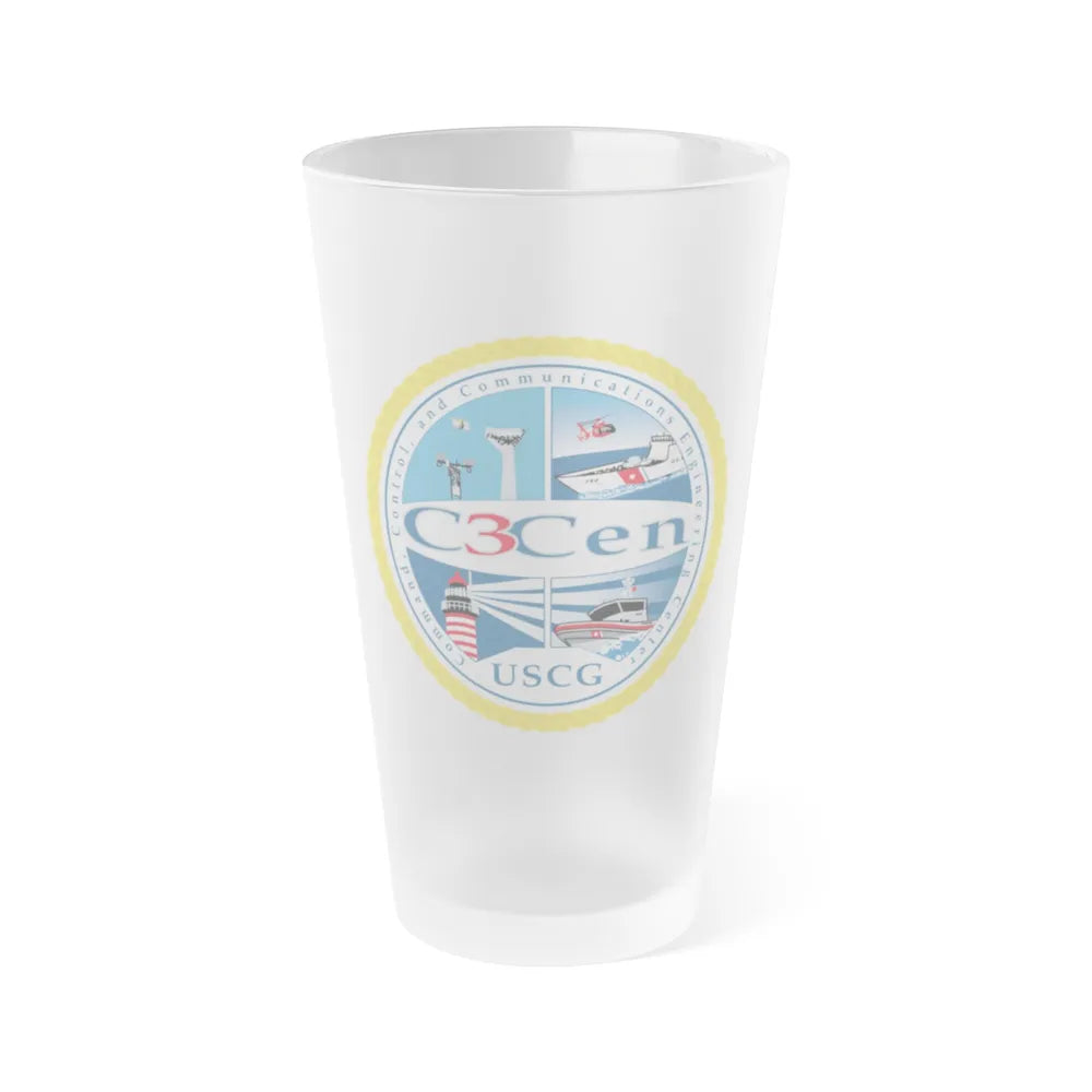 USCG C3 Cen Command Control Comm Engineering (U.S. Coast Guard) Frosted Pint Glass 16oz-Go Mug Yourself