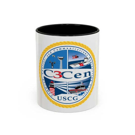 USCG C3 Cen Command Control Comm Engineering (U.S. Coast Guard) Accent Coffee Mug 11oz Black - Go Mug Yourself