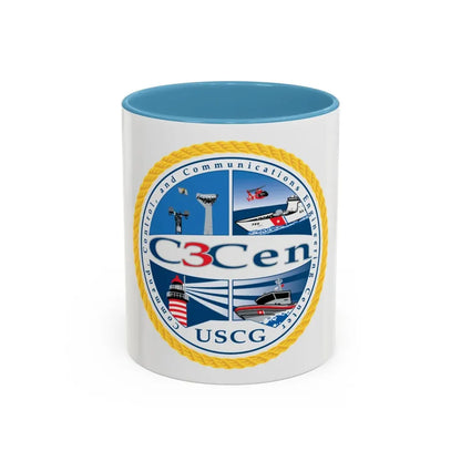 USCG C3 Cen Command Control Comm Engineering (U.S. Coast Guard) Accent Coffee Mug 11oz Light Blue - Go Mug Yourself