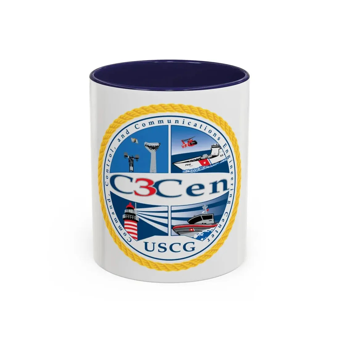 USCG C3 Cen Command Control Comm Engineering (U.S. Coast Guard) Accent Coffee Mug 11oz Navy - Go Mug Yourself