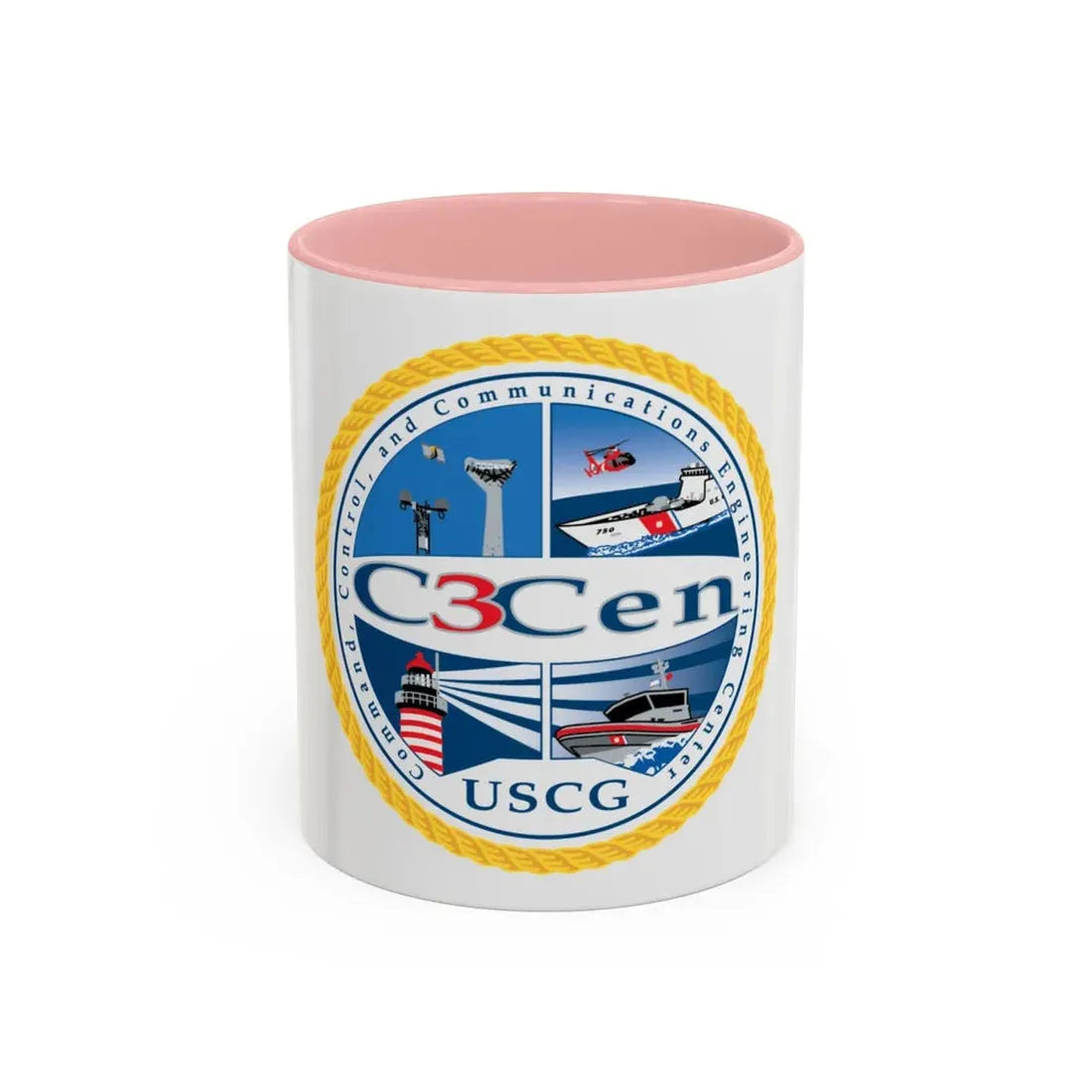 USCG C3 Cen Command Control Comm Engineering (U.S. Coast Guard) Accent Coffee Mug 11oz Pink - Go Mug Yourself