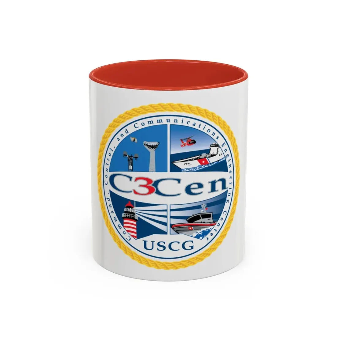 USCG C3 Cen Command Control Comm Engineering (U.S. Coast Guard) Accent Coffee Mug 11oz Red - Go Mug Yourself