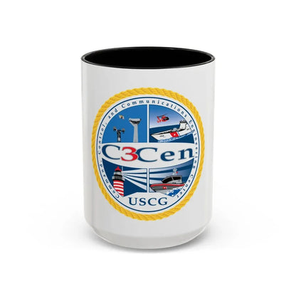 USCG C3 Cen Command Control Comm Engineering (U.S. Coast Guard) Accent Coffee Mug 15oz Black - Go Mug Yourself