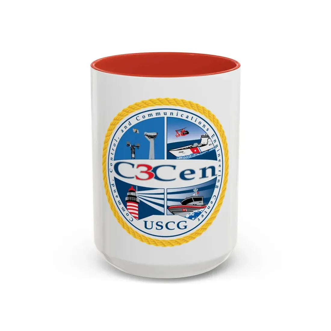 USCG C3 Cen Command Control Comm Engineering (U.S. Coast Guard) Accent Coffee Mug 15oz Red - Go Mug Yourself