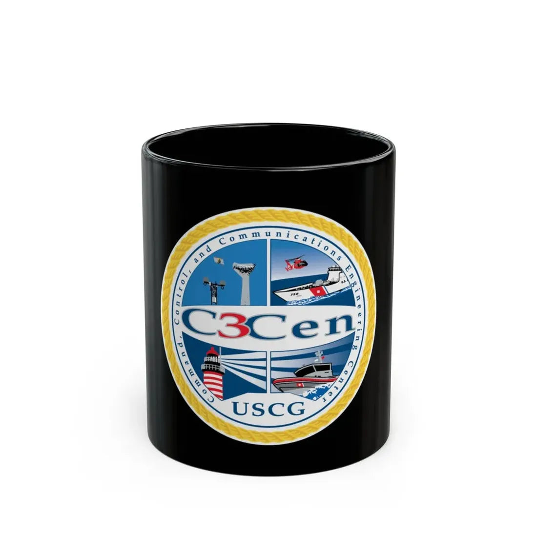 USCG C3 Cen Command Control Comm Engineering (U.S. Coast Guard) Black Coffee Mug 11oz - Go Mug Yourself
