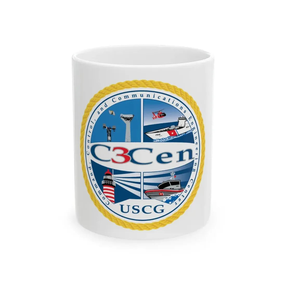 USCG C3 Cen Command Control Comm Engineering (U.S. Coast Guard) White Coffee Mug 11oz - Go Mug Yourself