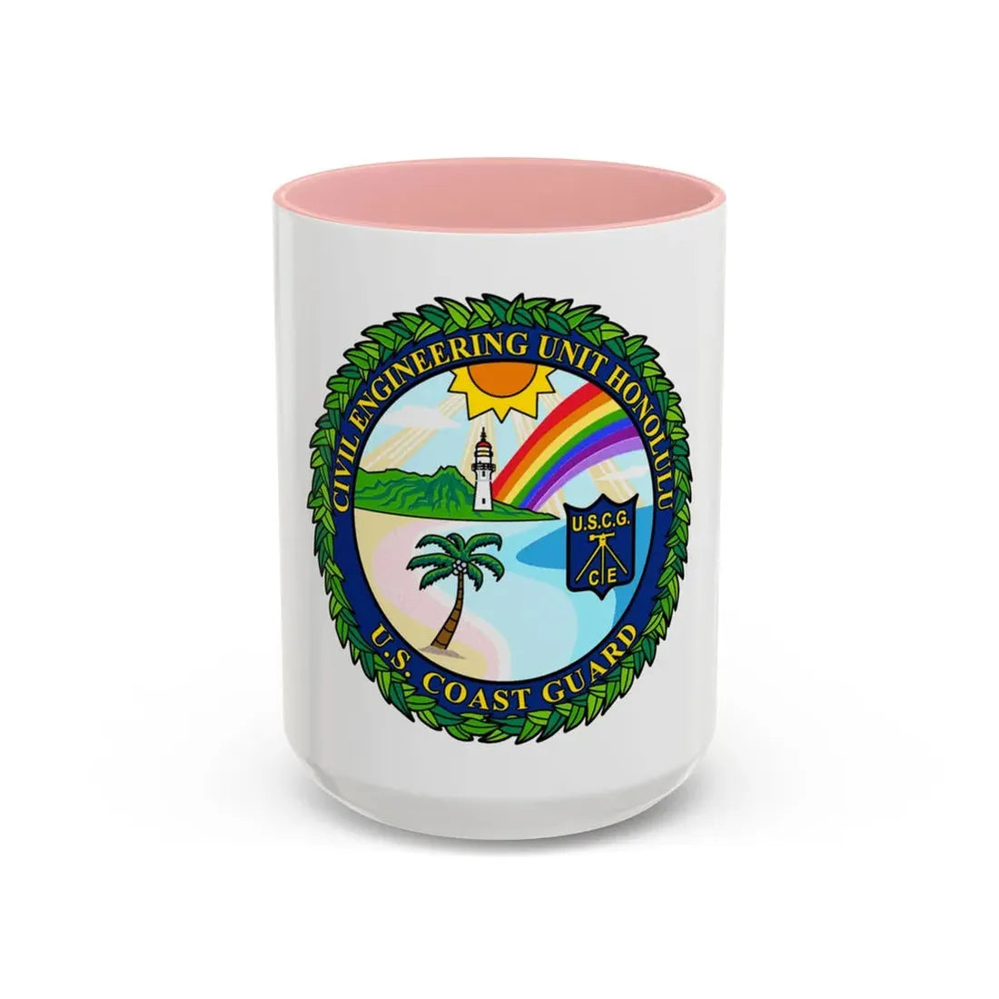 USCG CE Unit Honolulu (U.S. Coast Guard) Accent Coffee Mug 15oz Pink - Go Mug Yourself