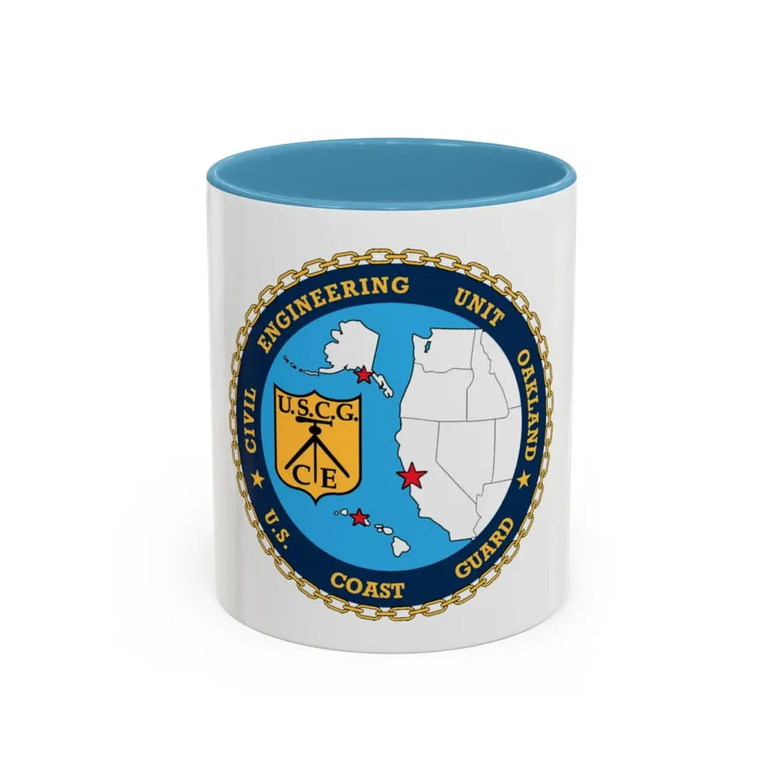 USCG Civil Eng Unit Oakland (U.S. Coast Guard) Accent Coffee Mug 11oz Light Blue - Go Mug Yourself