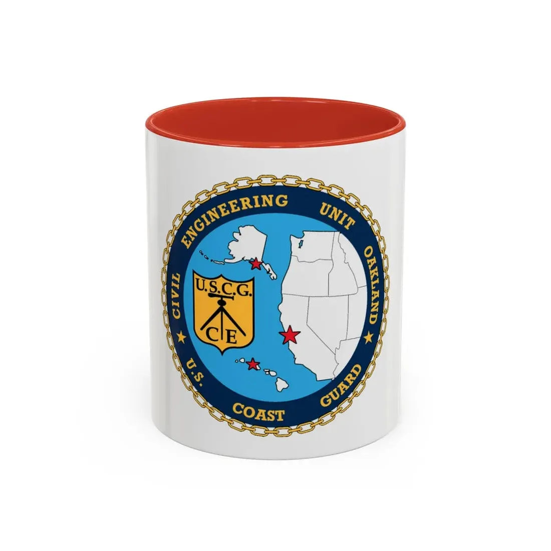 USCG Civil Eng Unit Oakland (U.S. Coast Guard) Accent Coffee Mug 11oz Red - Go Mug Yourself