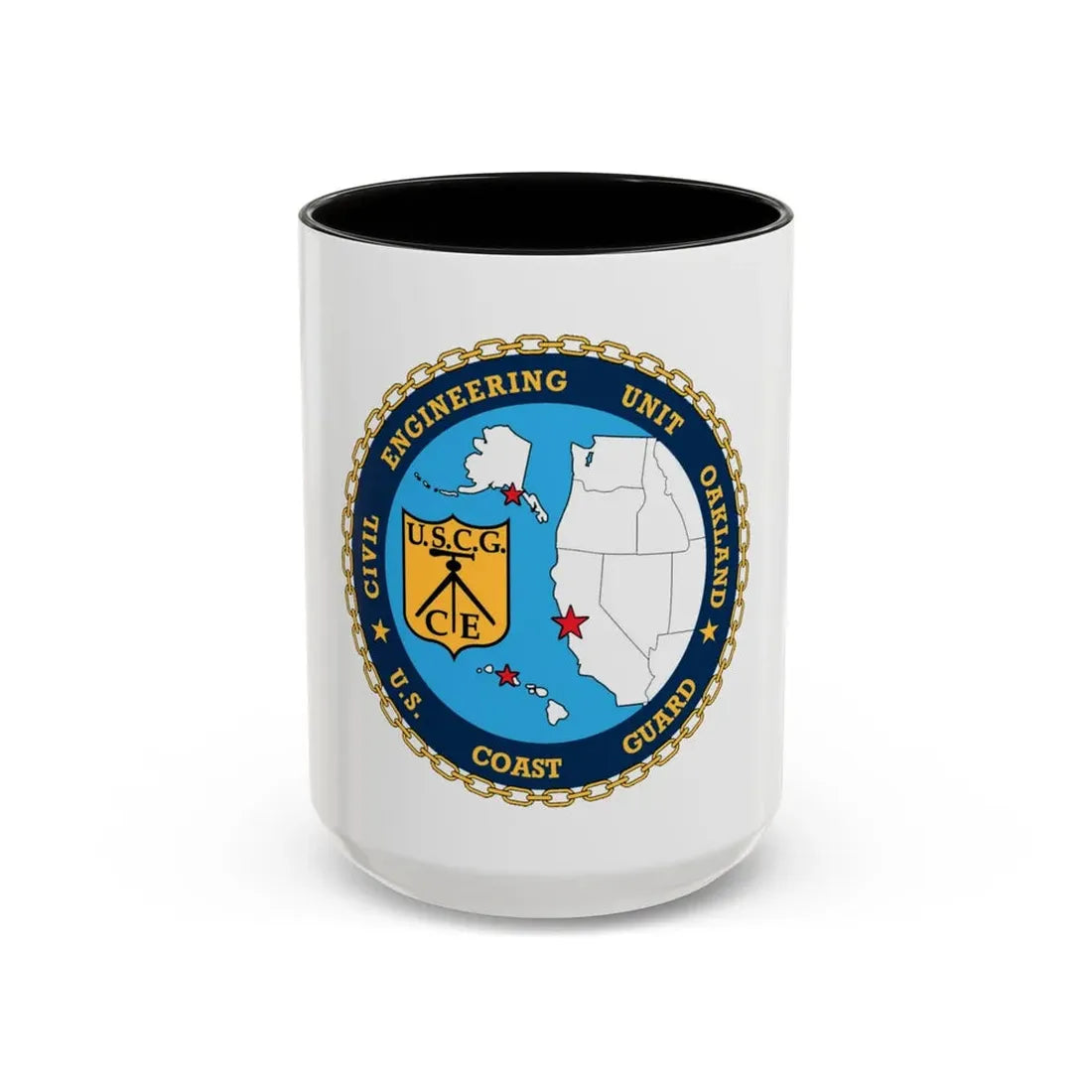 USCG Civil Eng Unit Oakland (U.S. Coast Guard) Accent Coffee Mug 15oz Black - Go Mug Yourself