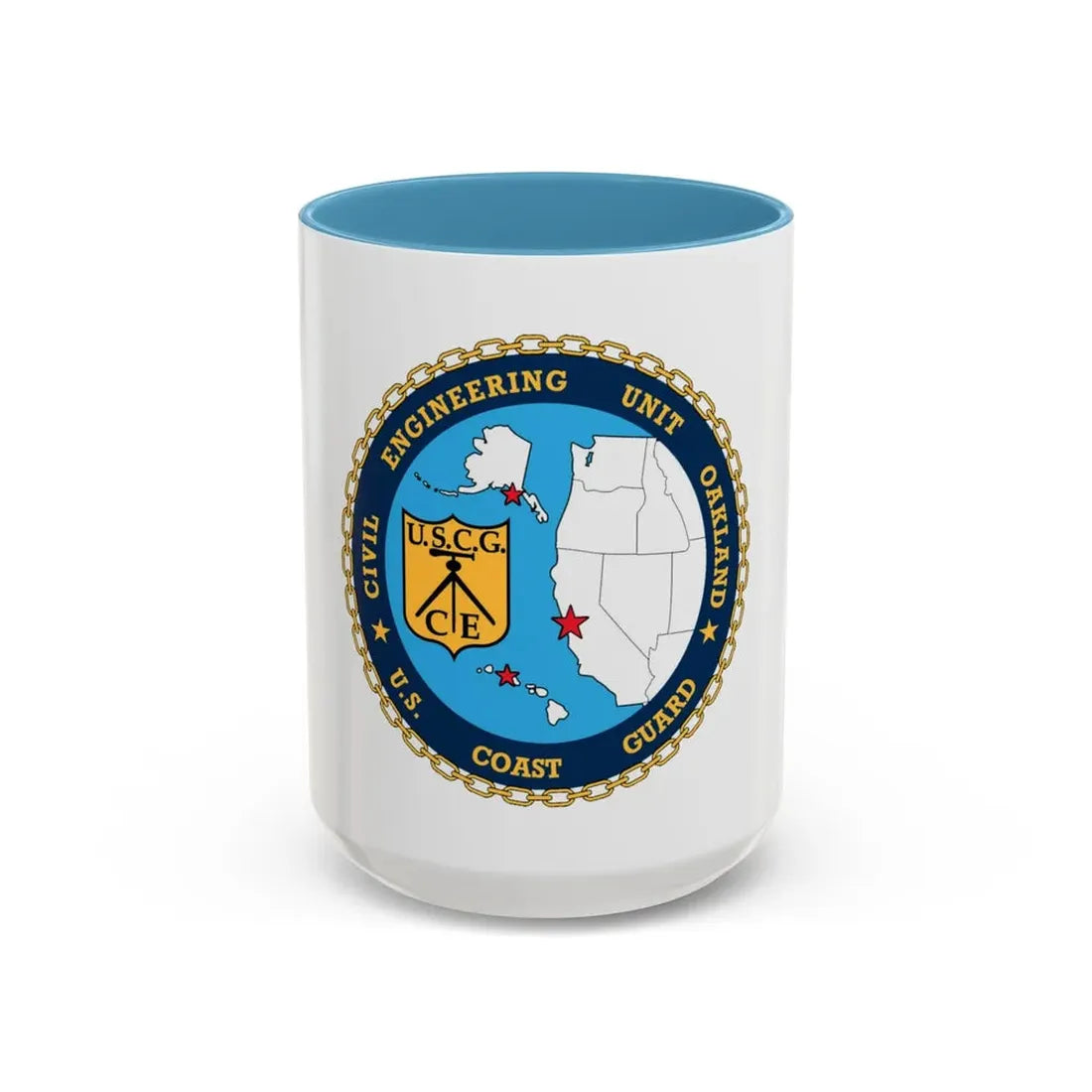 USCG Civil Eng Unit Oakland (U.S. Coast Guard) Accent Coffee Mug 15oz Light Blue - Go Mug Yourself