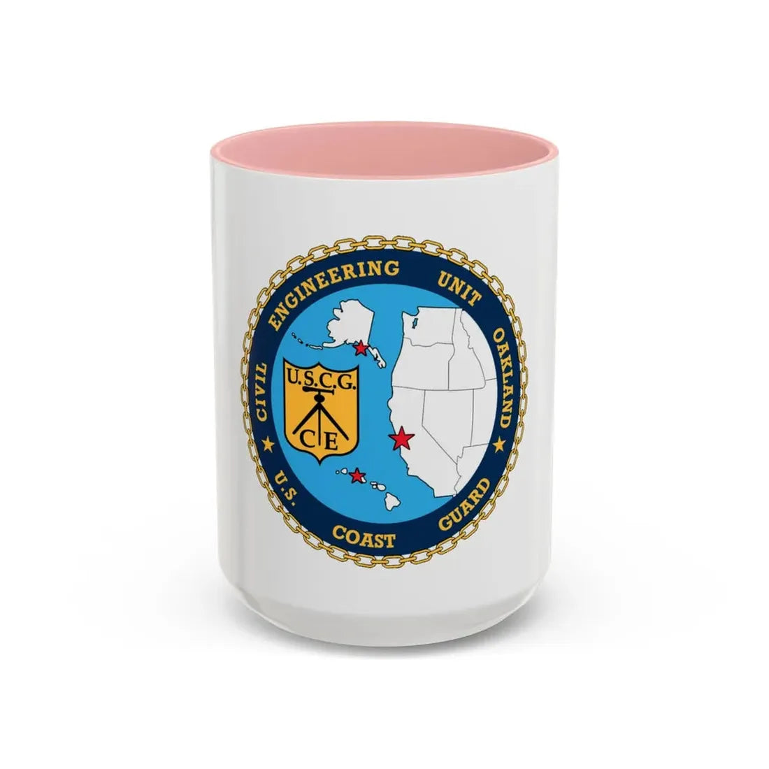 USCG Civil Eng Unit Oakland (U.S. Coast Guard) Accent Coffee Mug 15oz Pink - Go Mug Yourself