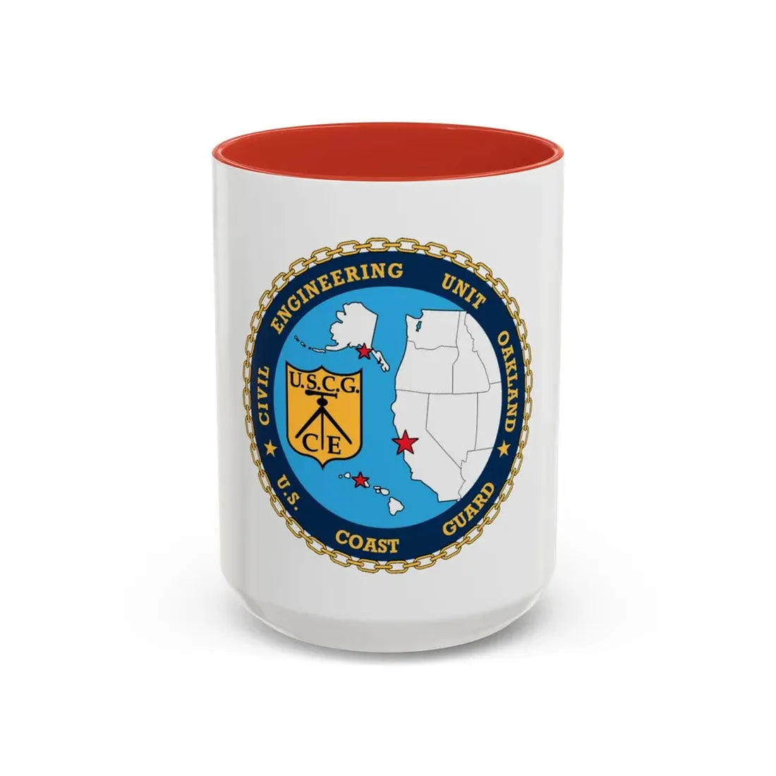 USCG Civil Eng Unit Oakland (U.S. Coast Guard) Accent Coffee Mug 15oz Red - Go Mug Yourself
