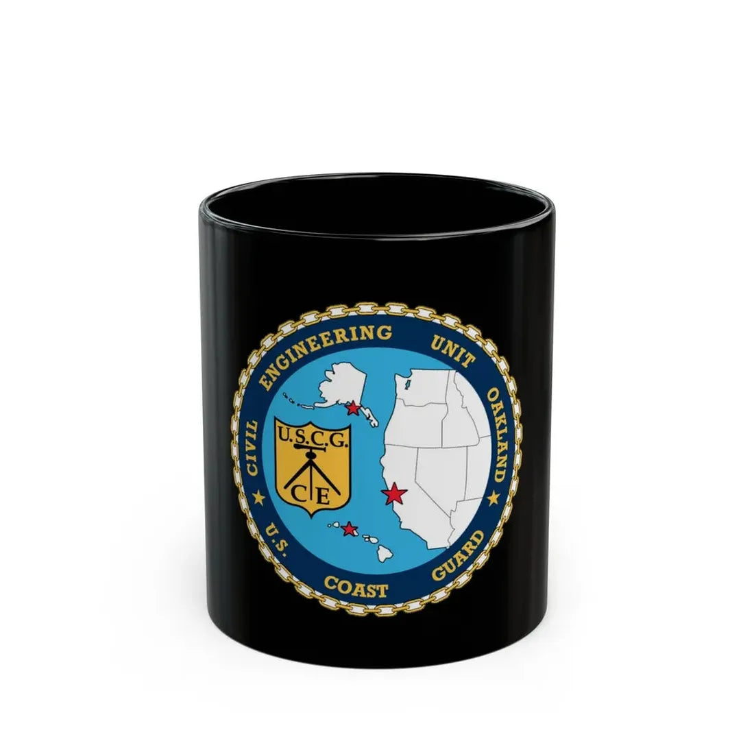 USCG Civil Eng Unit Oakland (U.S. Coast Guard) Black Coffee Mug 11oz - Go Mug Yourself