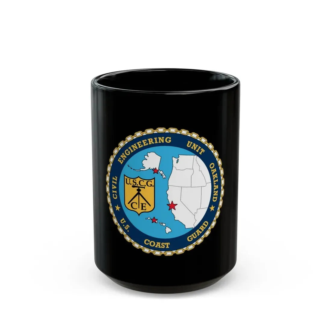 USCG Civil Eng Unit Oakland (U.S. Coast Guard) Black Coffee Mug 15oz - Go Mug Yourself