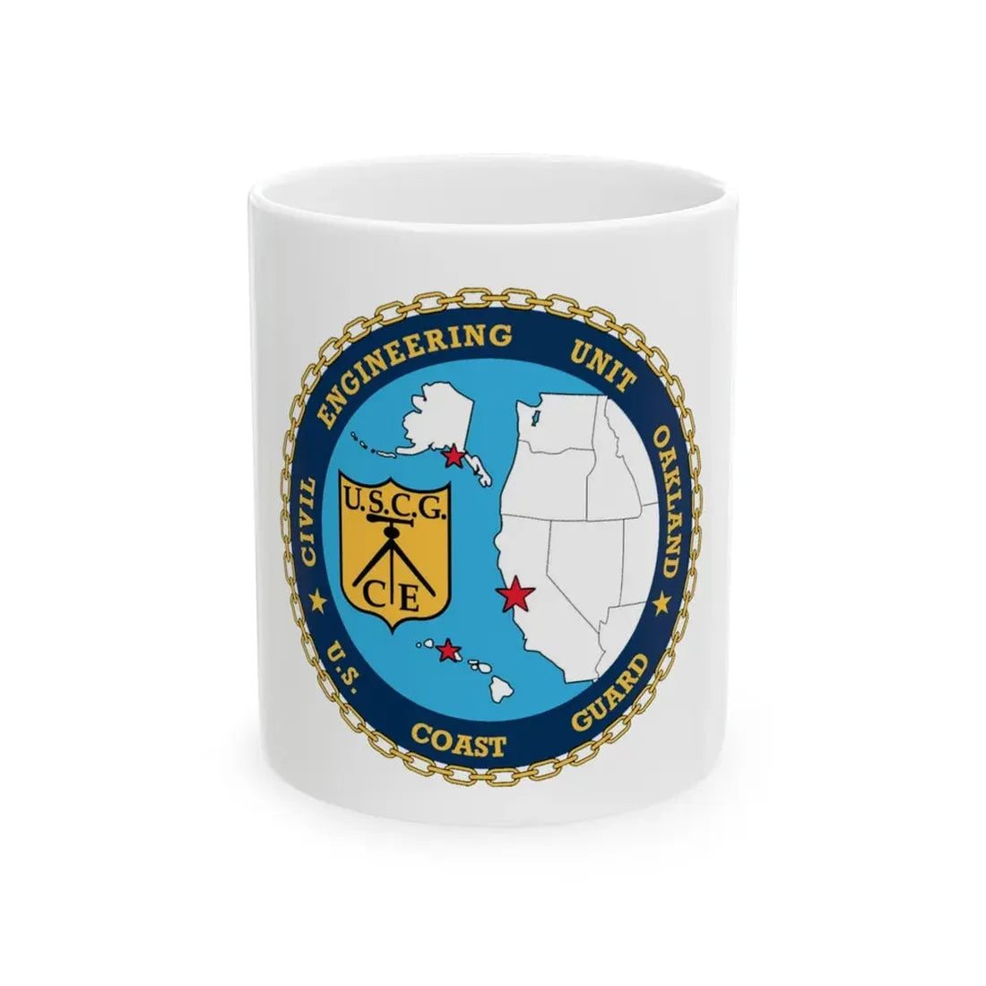 USCG Civil Eng Unit Oakland (U.S. Coast Guard) White Coffee Mug 11oz - Go Mug Yourself
